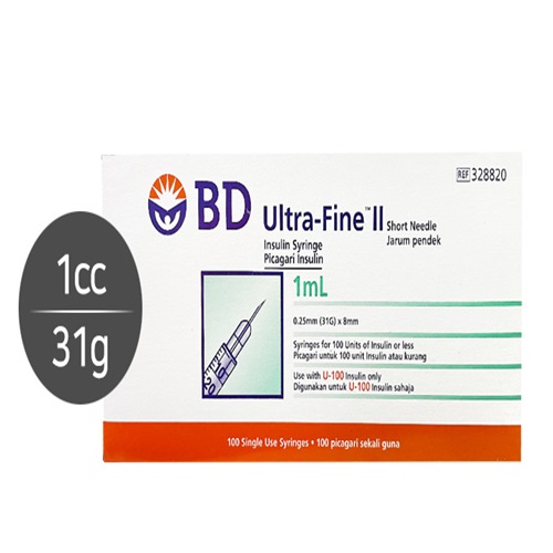 BD)인슐린주사기(Insulin Syringe)1cc 31G(8mm)/1통(100개)