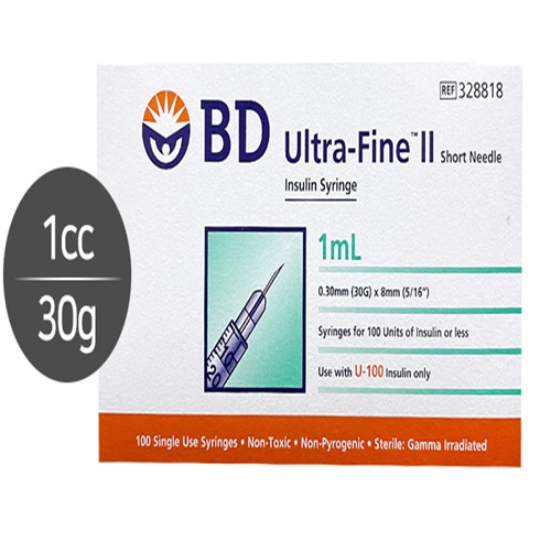 BD)인슐린주사기(Insulin Syringe)1cc 30G(8mm)/1통(100개)