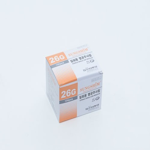성심)일회용주사침(Long Needle)26G 38mm(1-1/2인치)/1통(100개)